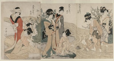 Musashi, Omi, Yamashiro en Settsu provincies uit de serie Modieuze Zes Juweelrivieren door Kitagawa Utamaro