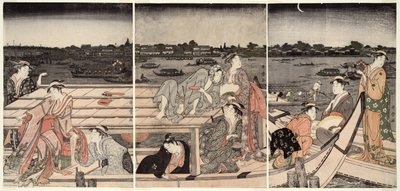Plezierboottocht op de Sumida-rivier door Kitagawa Utamaro