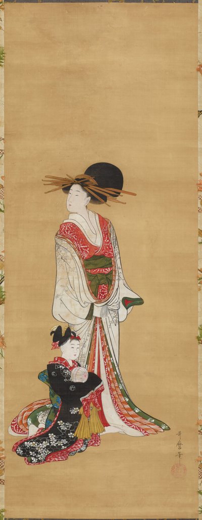 Stehende Kurtisane und Kamuro door Kitagawa Utamaro