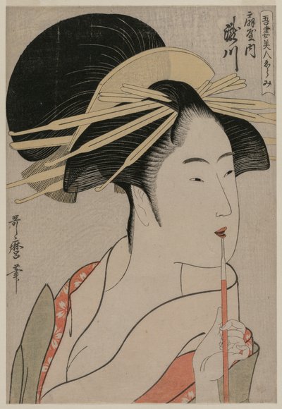 De courtisane Takigawa van Ogiya uit de serie Een selectie van mooie vrouwen..., ca. 1798 door Kitagawa Utamaro