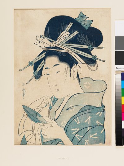 De courtisane Tsukioka door Kitagawa Utamaro