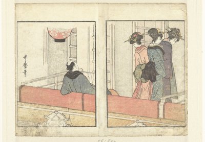 Theaterloge door Kitagawa Utamaro