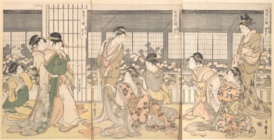 Drie dronken courtisanes, 1790s door Kitagawa Utamaro