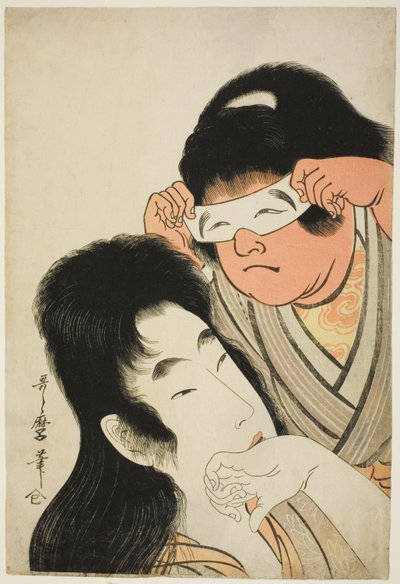 Yamauba met Kintaro die een Speelgoedmasker Vasthoudt door Kitagawa Utamaro