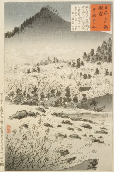 Binnenvallei bij Tsukigase door Kiyochika Kobayashi