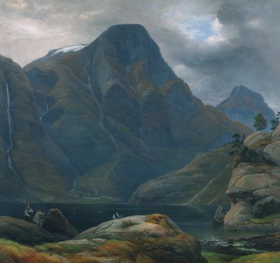 De aankomst in Nærøyfjorden (fjord) door Knud Andreassen Baade
