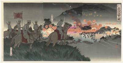De heftige slag bij Asan, aanval via de Ansung rivier door Kobayashi Kiyochika
