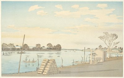 De Fuji-view-veerboot, de rivier Ōkawa door Kobayashi Kiyochika