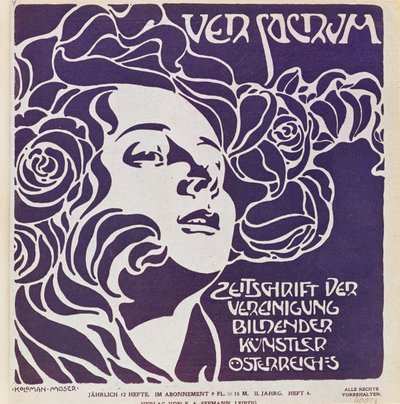 Cover voor het 4e nummer in 1899 van Ver Sacrum, het tijdschrift van de kunstenaars van de Art Nouveau Sezession beweging ... door Koloman Moser