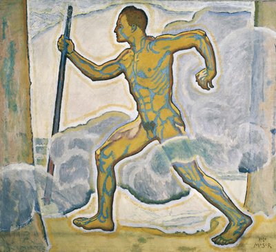 Der Wanderer - De wandelaar ... (olieverf op doek) door Koloman Moser