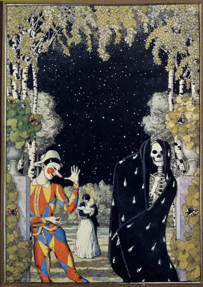 Harlekijn en de dood door Konstantin Andreevic Somov