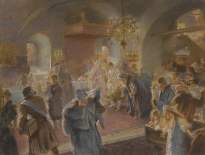 Bestuderen van het besprenkelen van de hop door Konstantin Egorovich Makovsky