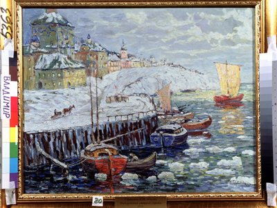 Oever in een oude Russische stad. door Konstantin Ivanovich Gorbatov