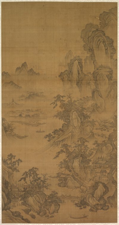 Bergmarkt, helder met opkomende mist door Korea, Joseon dynasty