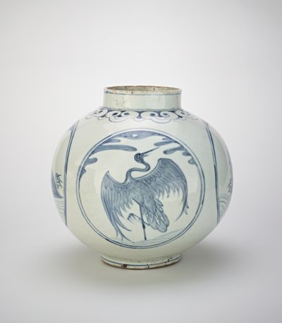Pot met ontwerpen van schildpadden en kraanvogels, 19e eeuw door Korean School