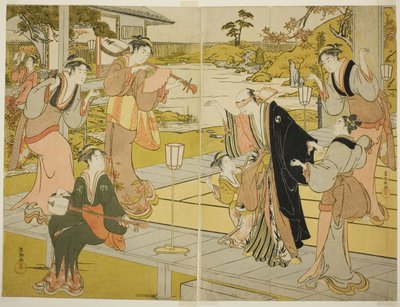 Oboshi Yuranosuke in het Ichiriki Theehuis, uit scène VII in het Pakhuis van Loyale Retainers door Kubo Shunman