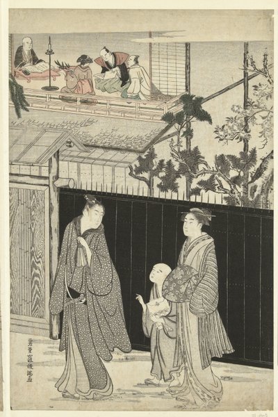 Het huis van de kyoka dichter bij nacht door Kubota Shunman