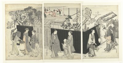 Het huis van de kyoka dichter bij nacht door Kubota Shunman