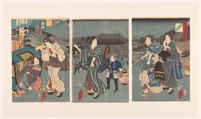 Tempelfestival door Kunisada (II) , Utagawa