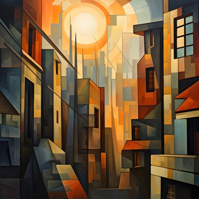 Kubistische stijl van stedelijke landschapschilderkunst 3 door Kurt Heppke