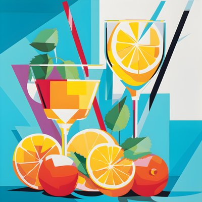 poster van citroenen, cocktails met citroenen, munt 3 door Kurt Heppke