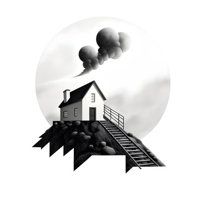 illustratie van een huis met zonnepanelen en een grote pijl erachter die naar rechts en omhoog wijst door Kurt Heppke