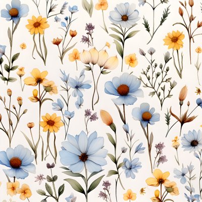 Aquarel boho bloemen wilde bloemen 2 door Kurt Heppke