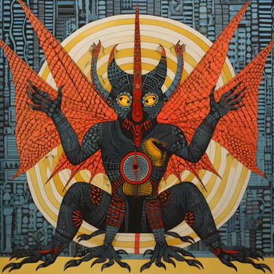 de duivel lucifer leunt achterover in een duivels paleis 3 door Kurt Heppke