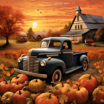 een oldtimer-pickuptruck op een herfstzonsondergangavond 1 door Kurt Heppke