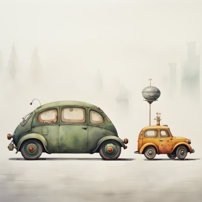 een grote en een kleine auto 4 door Kurt Heppke