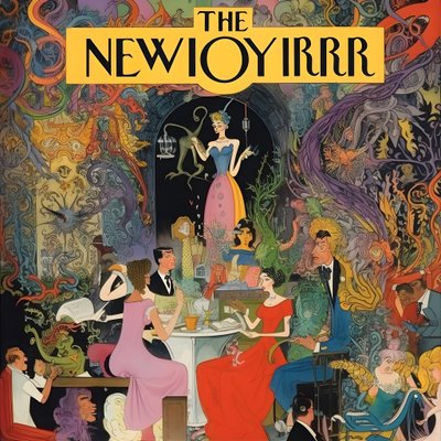 Kleurrijke New Yorker cover vintage cartoon grap 3 door Kurt Heppke