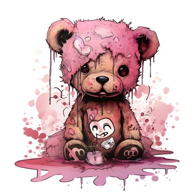 roze unisex-teddybeer met een bruin tatoeage op het voorhoofd 1 door Kurt Heppke
