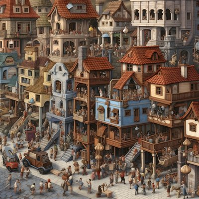 stad met veel mensen realistisch 2 door Kurt Heppke