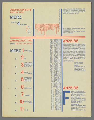 8 Merz 9 door Kurt Schwitters