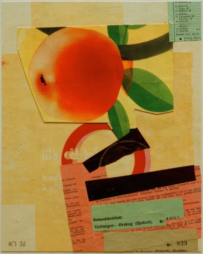 Zonder Titel (Met rode appel) door Kurt Schwitters