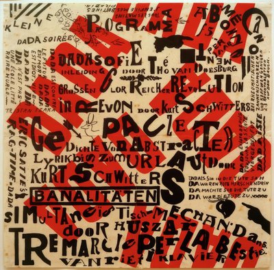 Poster voor een kleine Dada-Soirée door Kurt Schwitters