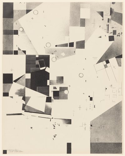 Zonder titel, nr. 1 van 6 uit de portfolio Merz 3. Kurt Schwitters 6 Lithos. Merz Mappe. Eerste Mappe van de Merz Uitgeverij door Kurt Schwitters