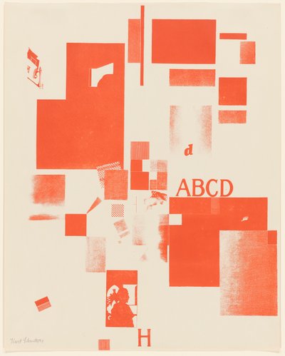 Zonder titel, nr. 4 van 6 uit de portfolio Merz 3. Kurt Schwitters 6 Lithos. Merz Mappe. Eerste Mappe des Merzverlages door Kurt Schwitters