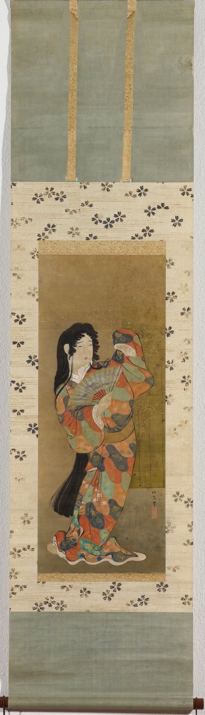 Jonge danser met waaier door Kuwagata Keisai