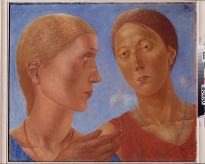 Twee van hen. Schilderij van Kuzma Sergeyevich Petrov-Vodkin (1878-1939), olieverf op doek door Kuzma Sergeevich Petrov Vodkin