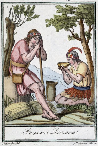 Peruaanse boeren - in "Encyclopedia of Travels" door J. Grasset St Sauveur, ed. Parijs door L.F. Labrousse