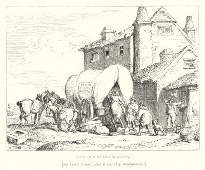 De oude toneelwagen (gravure) door L. Huard