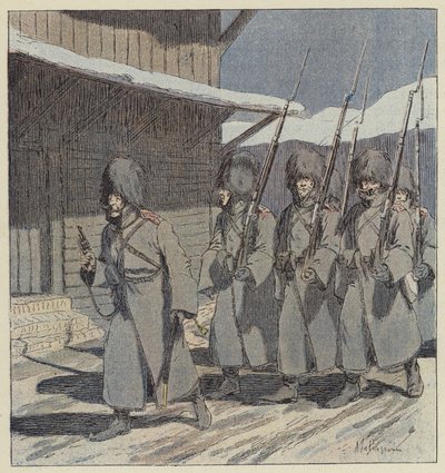 Russische patrouille in Port-Arthur door L. Malespine