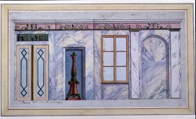Ontwerp voor een Empire eetkamerinterieur door L. Raoux
