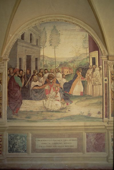 De dood van St. Benedictus, uit het leven van St. Benedictus door L. Signorelli