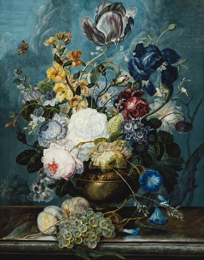 Rozen, een Tulp, een Iris, Dahlia