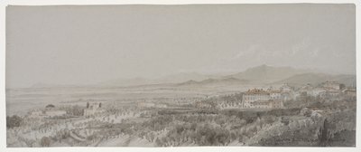 Uitzicht op de Villa Pescatore vanaf Villa Muti, Piombino door Lady Elizabeth Susan Percy