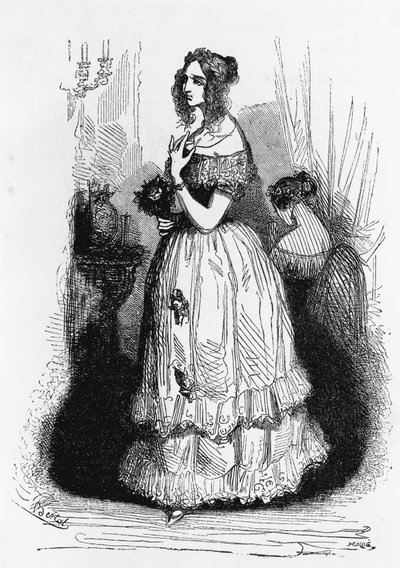 Illustratie voor Hertogin van Langeais, roman door Honore de Balzac uit de meerdelige collectie getiteld Human Comedy, gravure door Laisne door Laisne Laisne