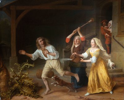 De uitwijzing van de verloren zoon uit het bordeel door Lambert Doomer