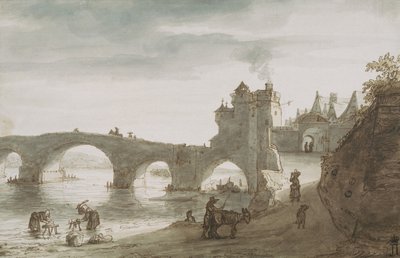 Brug over de Loire bij Amboise door Lambert Harmensz Doomer